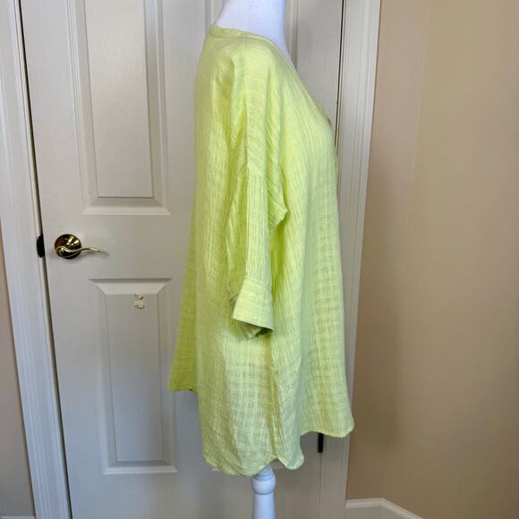 Soft Surroundings Linen Blend Tunic Top Medium Gauzy V Neck 3/4 Sleeve EUC - Picture 4 of 7